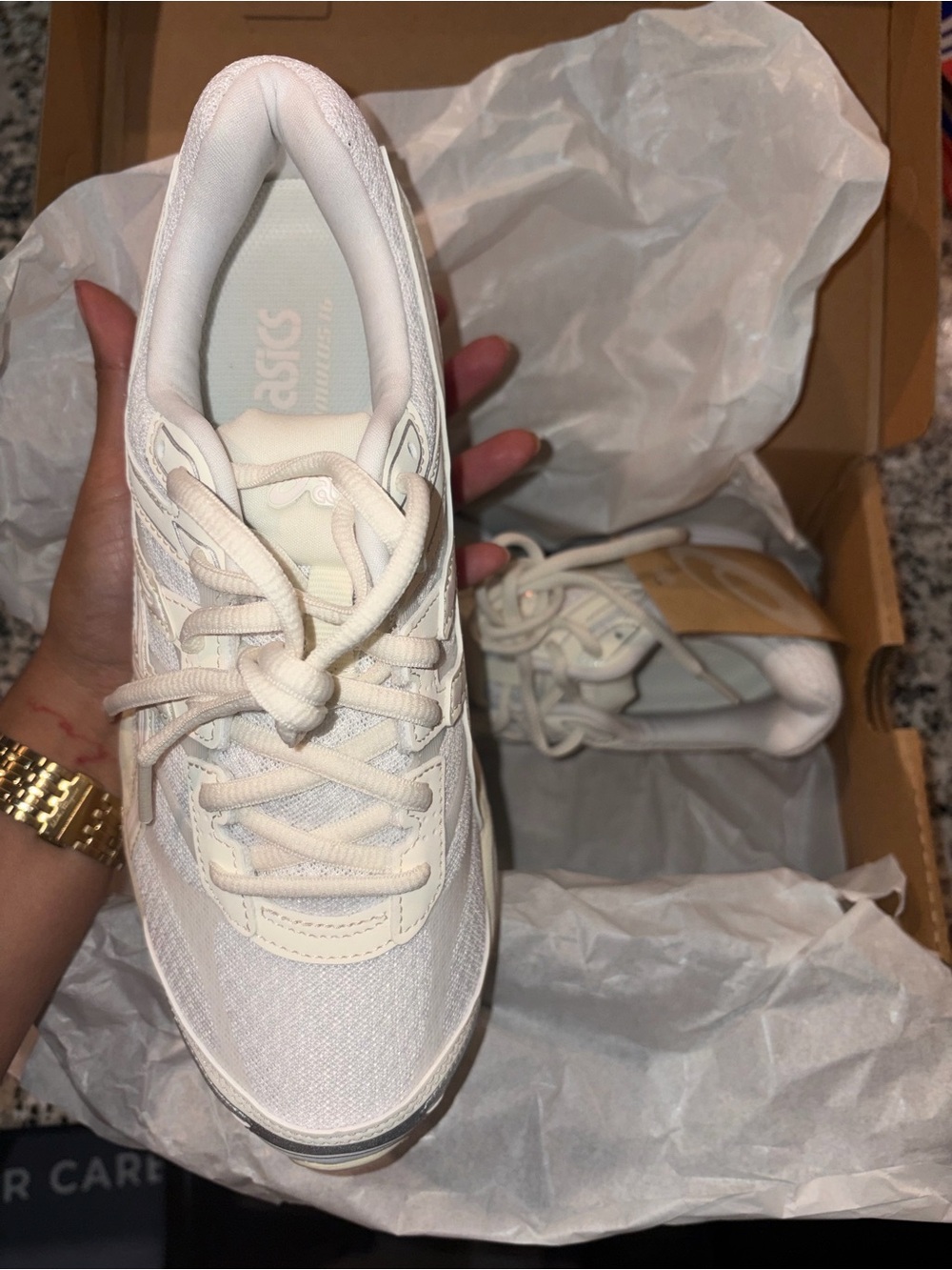 ASICS White and Cream Mesh Athletic Sneakers - Picture 4 of 6